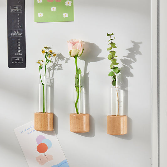 Wood Magnetic Flower Vase – Minimalist Fridge Décor