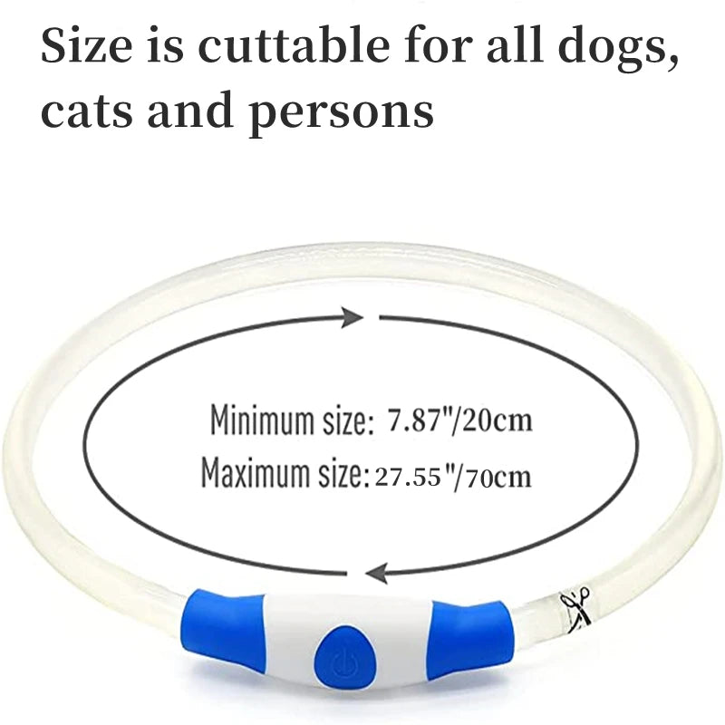 LED Glowing Pet Collar – USB Rechargeable Safety Light