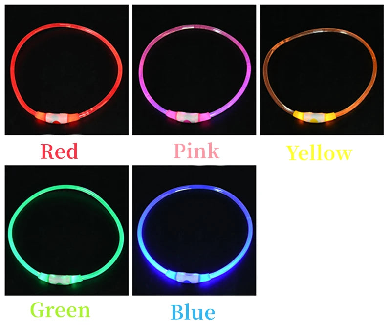 LED Glowing Pet Collar – USB Rechargeable Safety Light