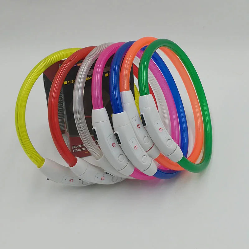 LED Glowing Pet Collar – USB Rechargeable Safety Light